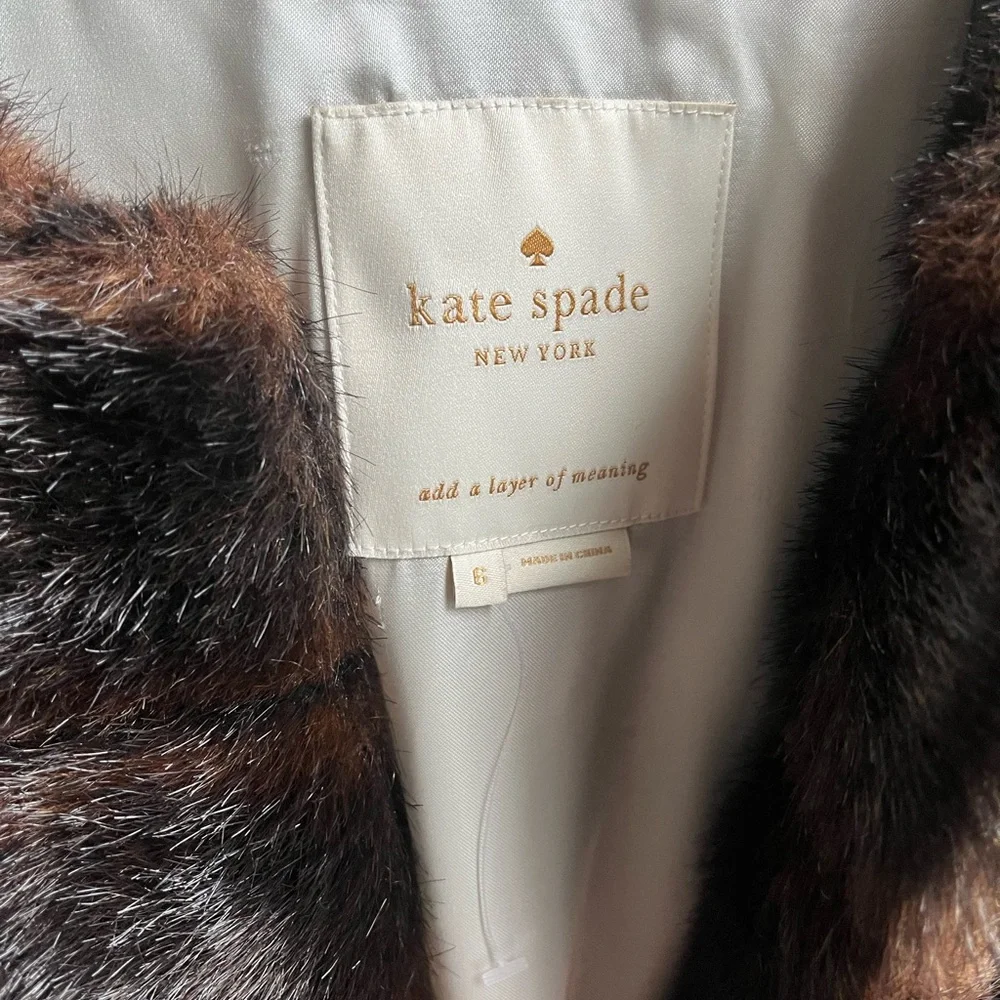 Kate Spade Rossalyn brown faux fur coat - Picture 4 of 7